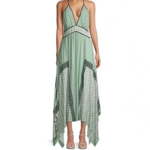 Ramy Brook Printed Taylor Maxi Dress Light Green Mint Print 14 Halter Neck Plus